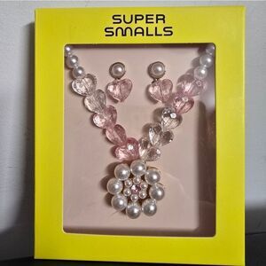 NWT girl's Super Smalls Pink Necklace & Earrings Set, Easter Birthday Christmas
